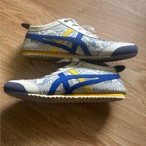 Onitsuka Tiger by Asics White, Blue & Yellow Low-Top Sneakers